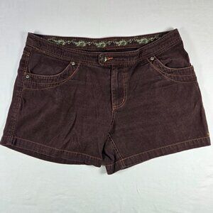 Kavu Womens Brown Casual‎ Cotton Shorts Size 12 Embroidered Detail